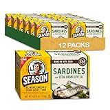 Seasons Sardine Ex Virg Olive Oil 1300mg omega 3, 4.37 oz (12 pack).