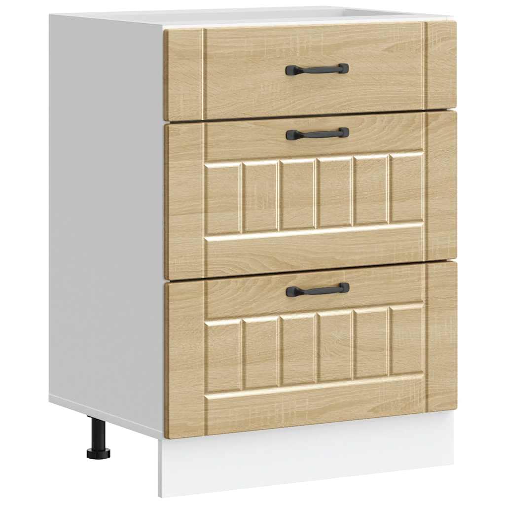 vidaXL Kitchen Base Cabinet Lucca Sonoma Oak Engineered Wood, sink base cabinet, base kitchen cabinet with drawer, sink base unit