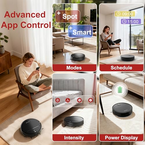 Robot Vacuum and Mop Combo with 4000Pa Suction, APP/Voice/Remote Control, Robotic Vacuums with Personalized Adjustment Setting, Self-Charging, Obstacle Avoidance, Smart Home Robot Aspiradora - Image 4