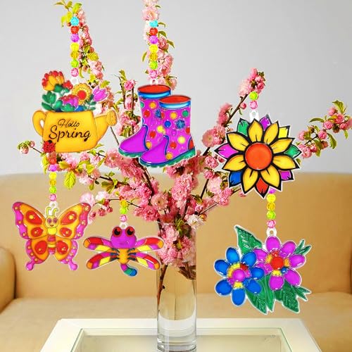 Ayhuhra 30 Sets Spring Flower Suncatcher Craft Kit Butterfly Sun Catcher DIY Window Paint Art Suncatcher Kits for Spring Summer Easter Party Activities Art Project Party Favors by Ayhuhra - Image 3