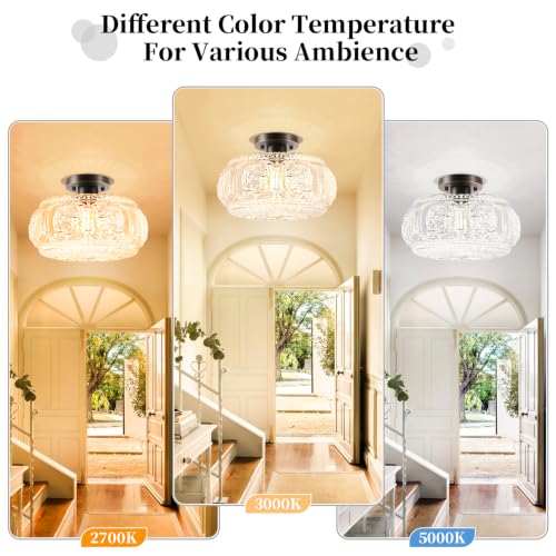 Image of 12 Inch Oil Rubbed Bronze Semi Flush Mount Ceiling Light Fixture