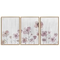 SIGNWIN 3 Piece Framed Canvas Wall Art Flower Canvas Prints Home Artwork Decoration for Living Room,Bedroom - 16