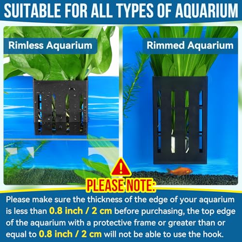 Borlech Upgraded Large Aquarium Plant Holder with Hooks and Suction Cups for Fish Tank Aquaponic Plant Cultivation and Aquascape Decorations (Black) - Image 6