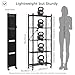 DEANIC 5-Shelf Folding Bookcase with Wheels, Rolling Bookshelf Heavy Duty Storage Shelves, Freestanding Metal Wire Shelving Unit for Living Room, Office, Kitchen, Basement, Pantry (Black)