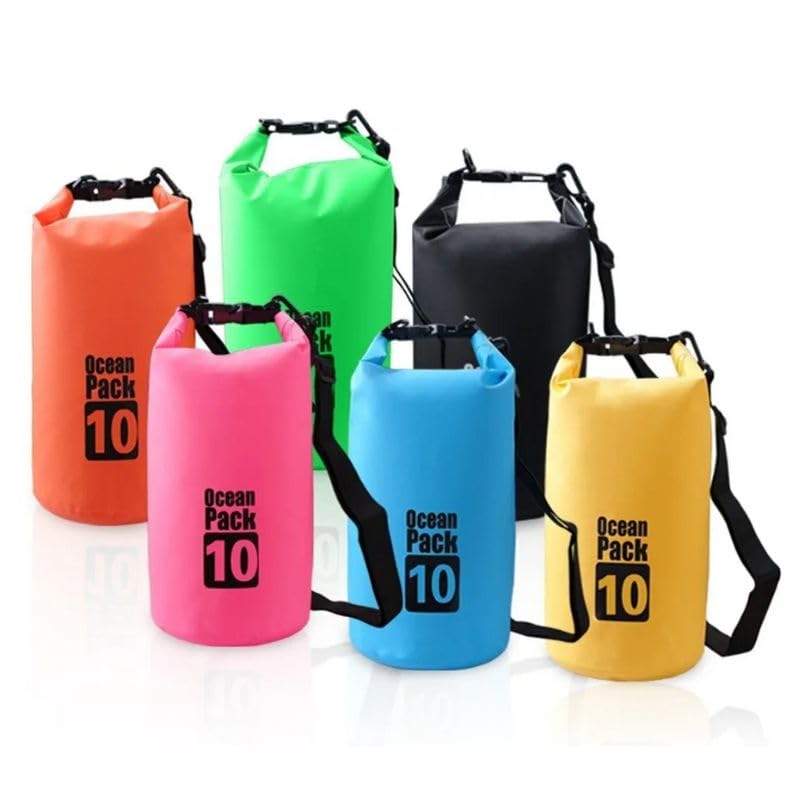 Bolsa Estanque Impermeável 10L para Camping, Praia, Barco e Trilha – PVC Reforçado com Alça Ajustável e Fechamento Roll-Top