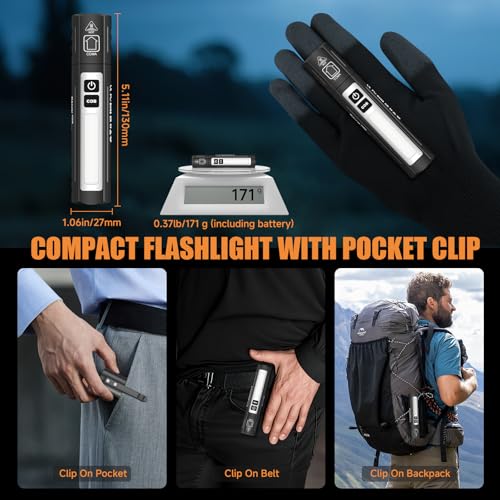 Image of Rechargeable Magnetic Small Powerful Flashlights, Bright Pocket Flashlight | High Lumens, USB C Charging, 8 Modes Zoomable, Dual Button Waterproof Tactical Work Flash Light for Car,Emergency,Camping