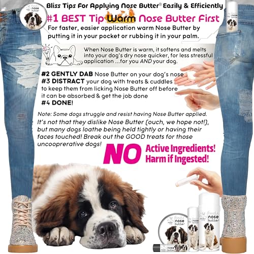 Image of The Blissful Dog St. Bernard Nose Butter for Dry, Cracked Skin, Lick-Safe Dog Nose Balm with Moisturizing Shea Butter, Almond, Olive, and Essential Oils, Pet Supplies, Uncented, 8 oz.