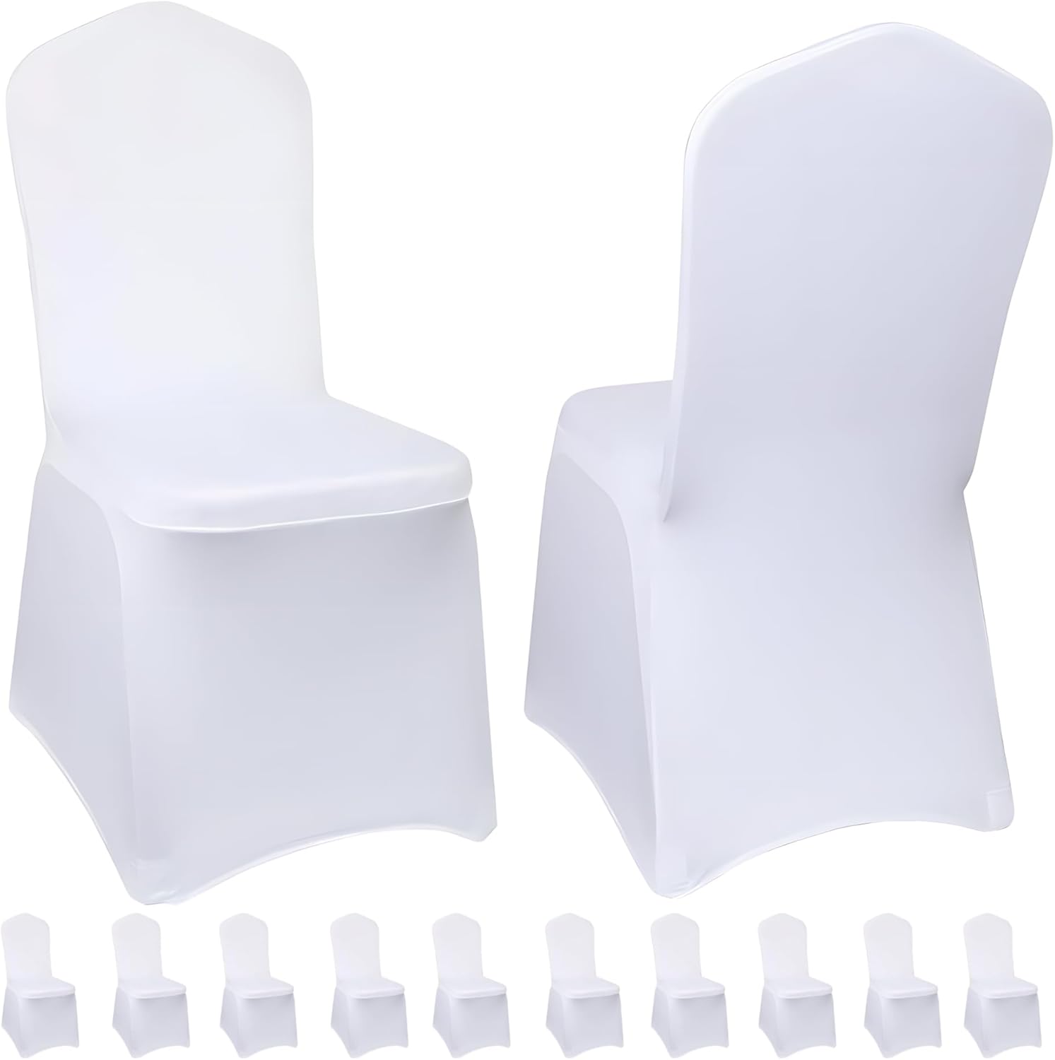 White Chair Covers 100 pcs Stretch Spandex Chair Covers Universal Fitted Chair Cover Protector for Wedding,Party, Banquet, Holidays, Celebration, Decoration（White, 100 PCS）