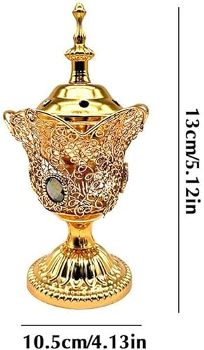 Miniatura 6 de Quemador de incienso árabe, quemador eléctrico de incienso de carbón, soporte de incienso de metal de Oriente Medio Árabe y Medio Oriente para el