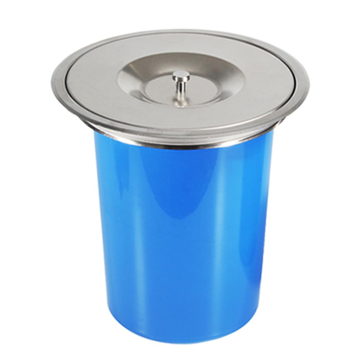 LYXXW Cover Round Small Dustbin Countertop Built in Trash Can With Lid Kitchen Storage Stainless Steel Trash Grommet for Kitchen Garbage Can,Silver,5L