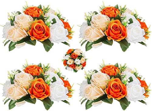 BLOSMON Flower Centerpieces for Tables Wedding 10 Pcs Dusty Blue Fake Flowers Rose Arrangement Bouquet Floral Centerpiece Balls Artificial Wedding Center Pieces of Valentines Day Home Party Decor