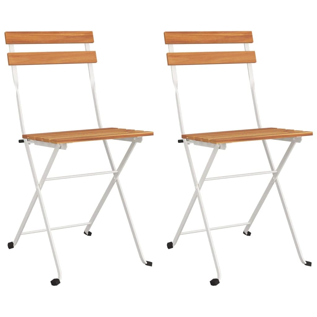 vidaXL Sillas cafetería Plegables 2 uds Acero y Madera Maciza Acacia