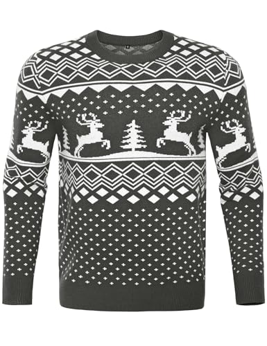 Jahetuul Jersey de Navidad para Hombre con Reno y Árbol de Navidad Suéter de Invierno de Punto Cálido Cuello Redondo Ideal para Fiestas y Regalos Navideños