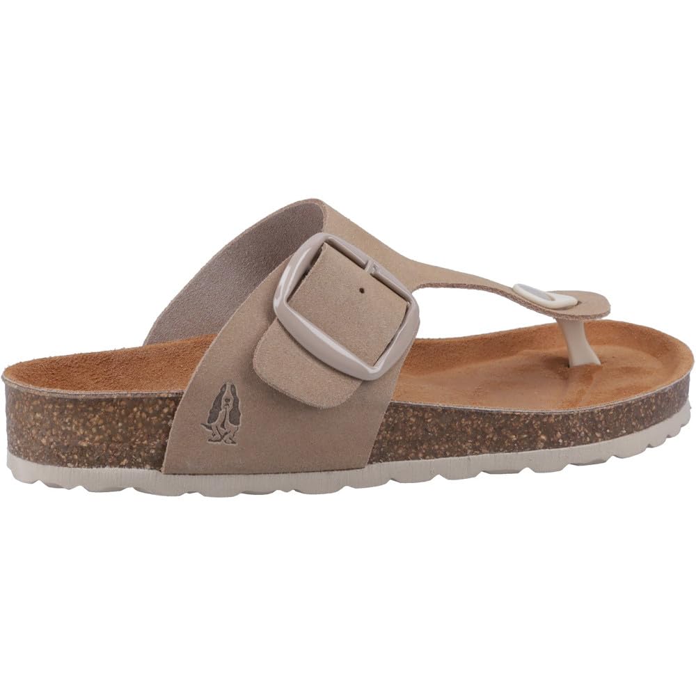 Hush Puppies Women's Taupe Suede Billie Toe Post Sandals Colour: : Size 8
