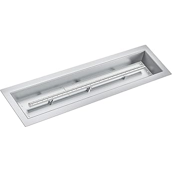 30x6 in Drop in Fire Pit Burner Kit, Stainless Steel Fire Pit Kit with Burner, Pan, Insert Rectangular Fire Pit Burner Pan for Natural Gas, Propane, Indoor Outdoor Fire Pit Pan Kit