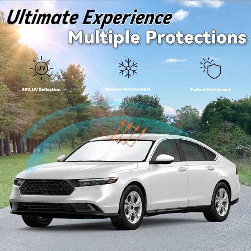 Image of Windshield Sun Shade for 2023 2024 2025 2026 Honda Accord | Car Front Window Sunshade with 240T Sun Visor Protector Blocks UV Rays Heat Sun Shield Accessories