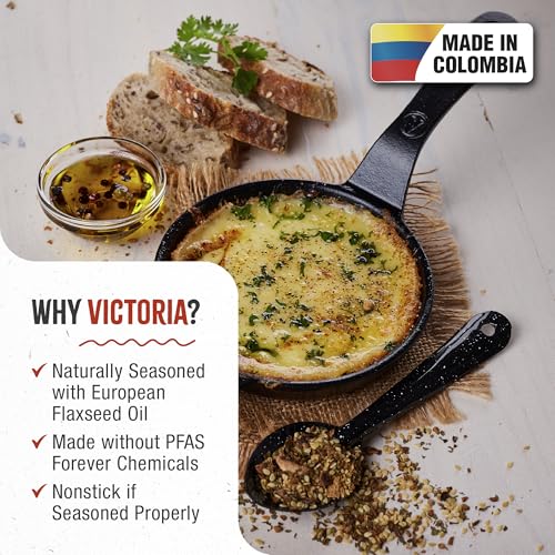 Victoria 4-Inch Cast Iron Skillet, Pre-Seasoned Cast Iron Frying Pan with Long Handle, Made in Colombia