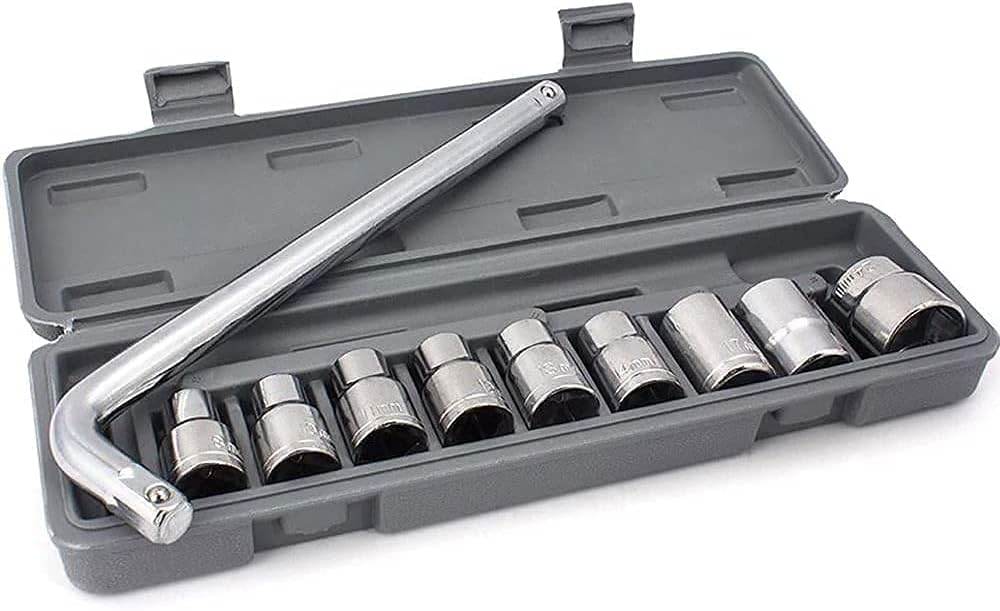 PINZOR 10 pcs Tool kit Wrench socket Spanner Set Automobile, car and bike Repair Tool Box Hand Tool Socket Set (8,10,11,12,13,14,17,19,21 mm)