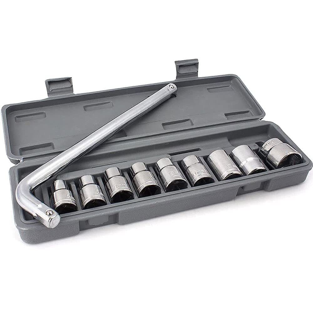 PINZOR 10 pcs Tool kit Wrench socket Spanner Set Automobile, car and bike Repair Tool Box Hand Tool Socket Set (8,10,11,12,13,14,17,19,21 mm) (B0B8RVX59S) Amazon Price History, Amazon Price Tracker