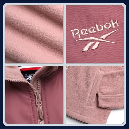 Image of Reebok Girls Fleece Jacket - Weather Resistant Lightweight Polar Fleece Line Zip Up Fleece Jacket for Girls Outerwear Coats