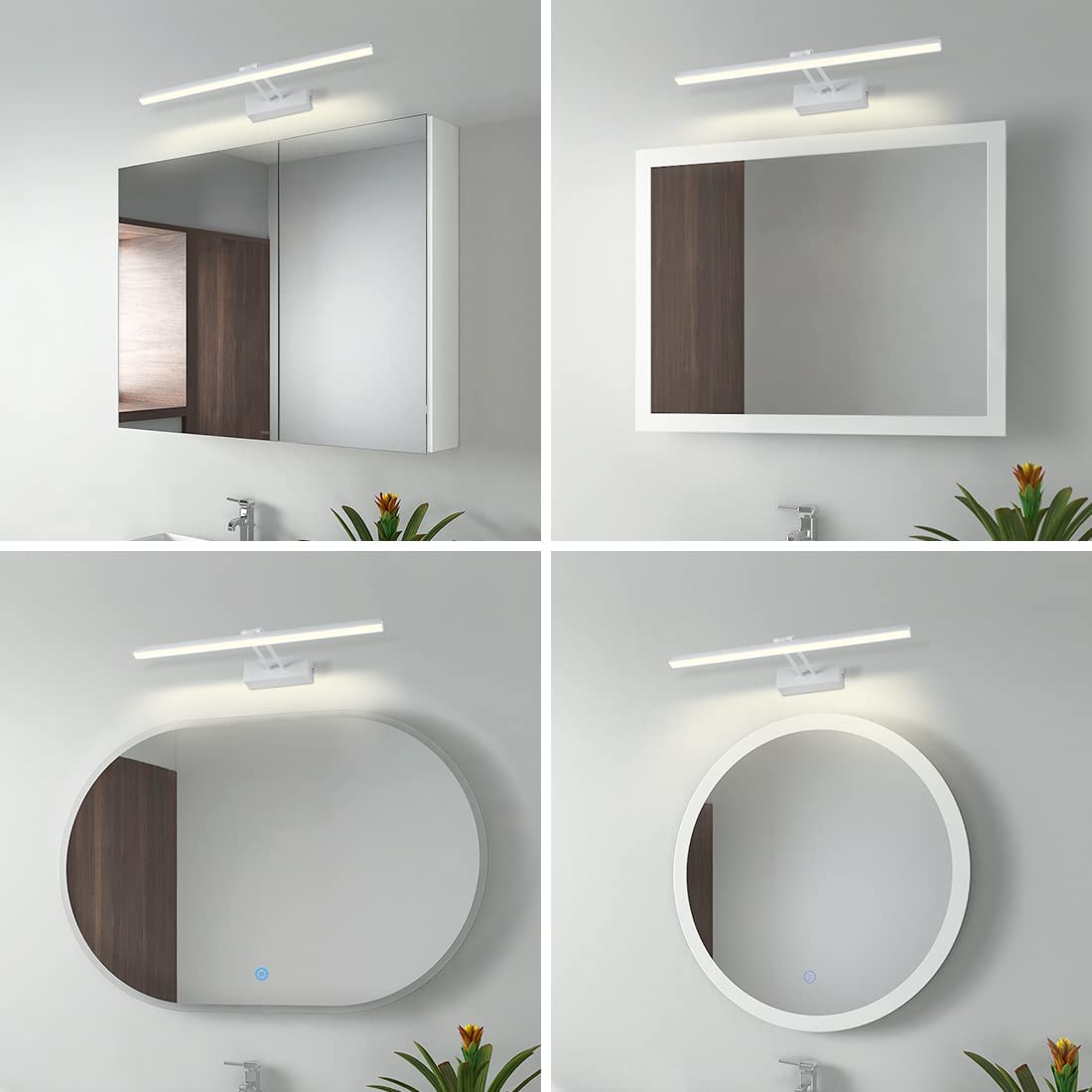 EMKE LED Spiegelleuchte Spiegellampen für das Bad LED Wandleuchte 40cm, 200° Drehbar Spiegellampe Bad Spiegelleuchten Spiegelbeleuchtung BadSpiegelschrank Beleuchtung 4200K Spiegel Licht Weiß
