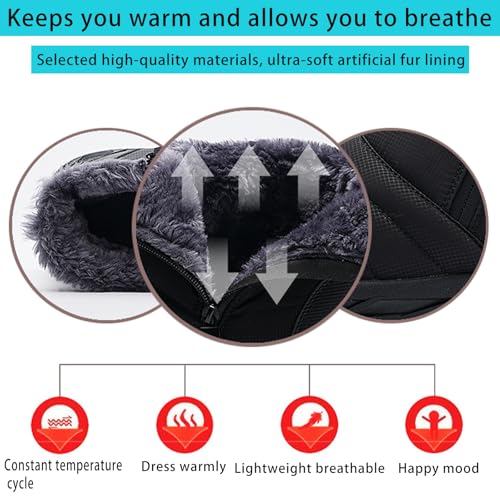 Mens Winter Warm Snow Boots Fur Lined Anti-Slip Waterproof Winter Shoes Retro Anti-Collision Round Toe Zipper Closure Slip on Outdoor Boot3