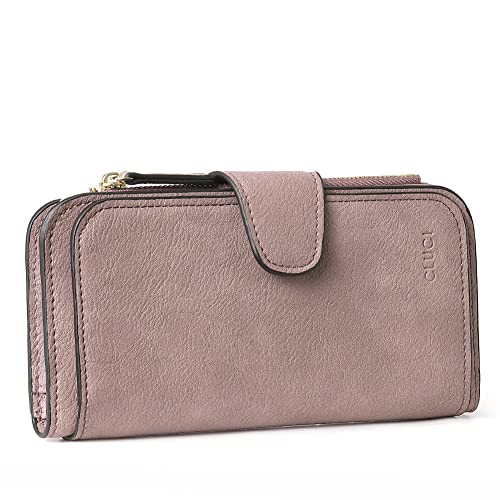 Image of CLUCI Wallet For Women PU Leather RFID Blocking Womens Wallet Bifold Card Holder with ID Window Gifts for Women Birthday, 2 Two-toned Purple, Large, Fashion