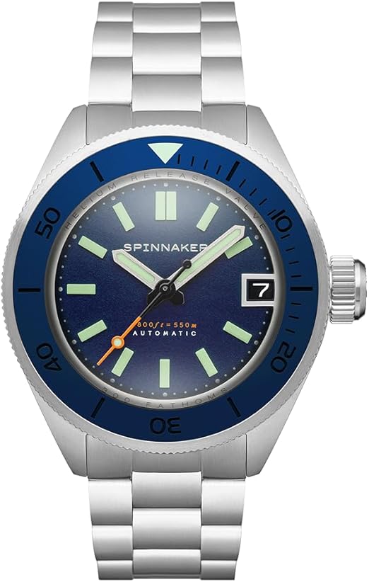 Spinnaker Piccard Men's Automatic Dive Watch – Seiko NH35 Movement, 45mm Stainless Steel Case, Sapphire Crystal, 550m Water Resistant, Stainless Steel Bracelet, SP-5098