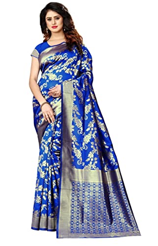 Image of C J Enterprise Women's Pure Kanjivaram Silk Saree Soft Saree Banarasi Style New Sadi With Blouse Piece For Wedding (Pari37-11) (Royal Blue)