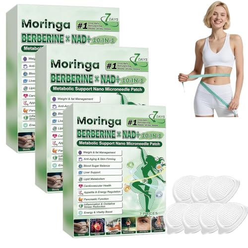 Moringa NAD+ 10-in-1 Nano-Micro Needle Patch 2026 New Moringa x Berberine Patch Weight Loss Patch Gentle for Sensitive Skin Suitable for Men and Women of All Body Types (3 Pack)