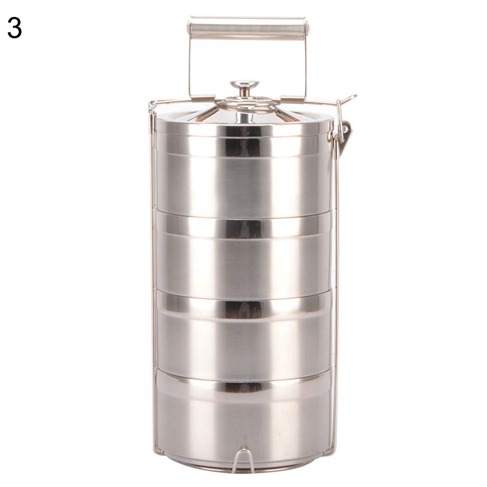 Multi-Layer Thermal Lunch Box Bento Box, Stainless Steel Kitchen Storage, Food Container Lunchbox for Adults, Kids - 4 Layer 15cm*