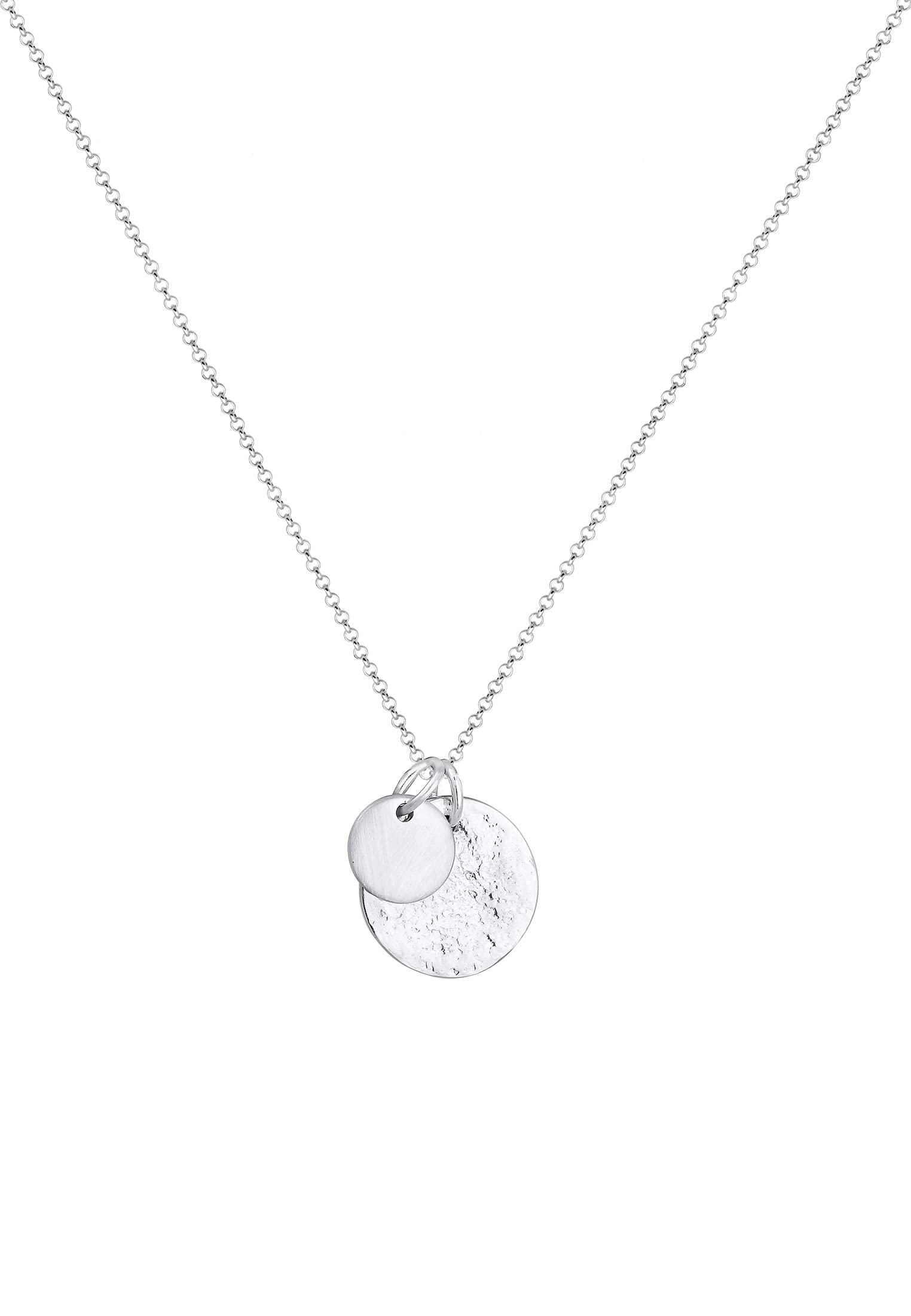 Elli Collana Donna Ciondolo Piatto Martellato in Argento Sterling 925
