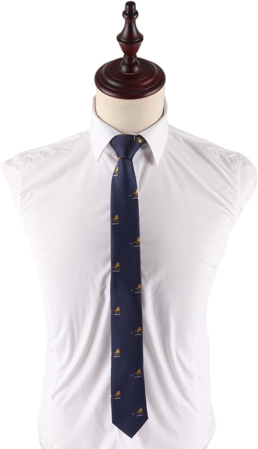 AUSCUFFLINKS Ice Hockey Shot Neckties for Men | Woven Skinny Neck Ties | Birthday Present for Dad | Anniversary Present for Husband (ICE HOCKEY SHOT) - Image 4