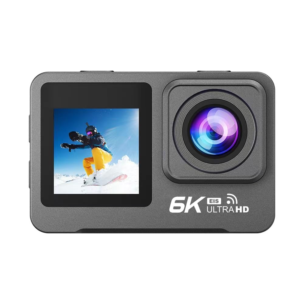 Lipa AT-M82TR Kamera sportowa IPS Wifi wodoodporna - Czujnik IMX - 21 akcesoriów - Rozdzielczość 6K - Podwójny ekran - SD do 256 GB - Zdalna -6K 30 kl./s - EIS - +SD 16 GB