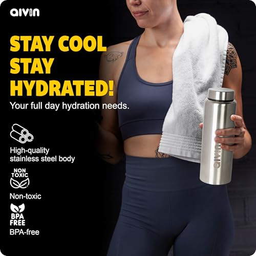 Image of Aivin Intense Stainless Steel Water Bottle | Leak proof & break-proof | Lid is sealed by a silicone ring | Best Usage for Office /School /College /Gym /Picnic /Home /Fridge |1 Litre | Silver (Intense)