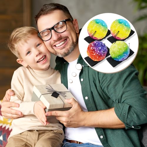 Meleager Space Ball mit Seil, Handgelenkball mit Gummiband, 4 Stück Astronomische Sprungbälle, Mehrfarbig Moon Bouncing Ball, Sportball für Spiele und Training