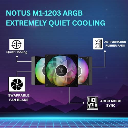 GAMDIAS Notus M1-1203 ARGB Hydraulic Bearing 120MM CASE Fan 3 Pack - Black - image 2