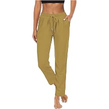 NATHGAM Womens Casual Pants Business Work Pants Drawstring Elastic Waist Pants Ladies Office Straight Leg Trouser with Pocket