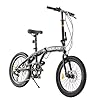TRIOBLADE 20 Inch Folding Bike for Adult 7-Speed Shimano Drivetrain Folding Bicycle Lightweight Aluminium Frame Disc Brake Foldable Bikes for Women Men (Black&Grey) #4