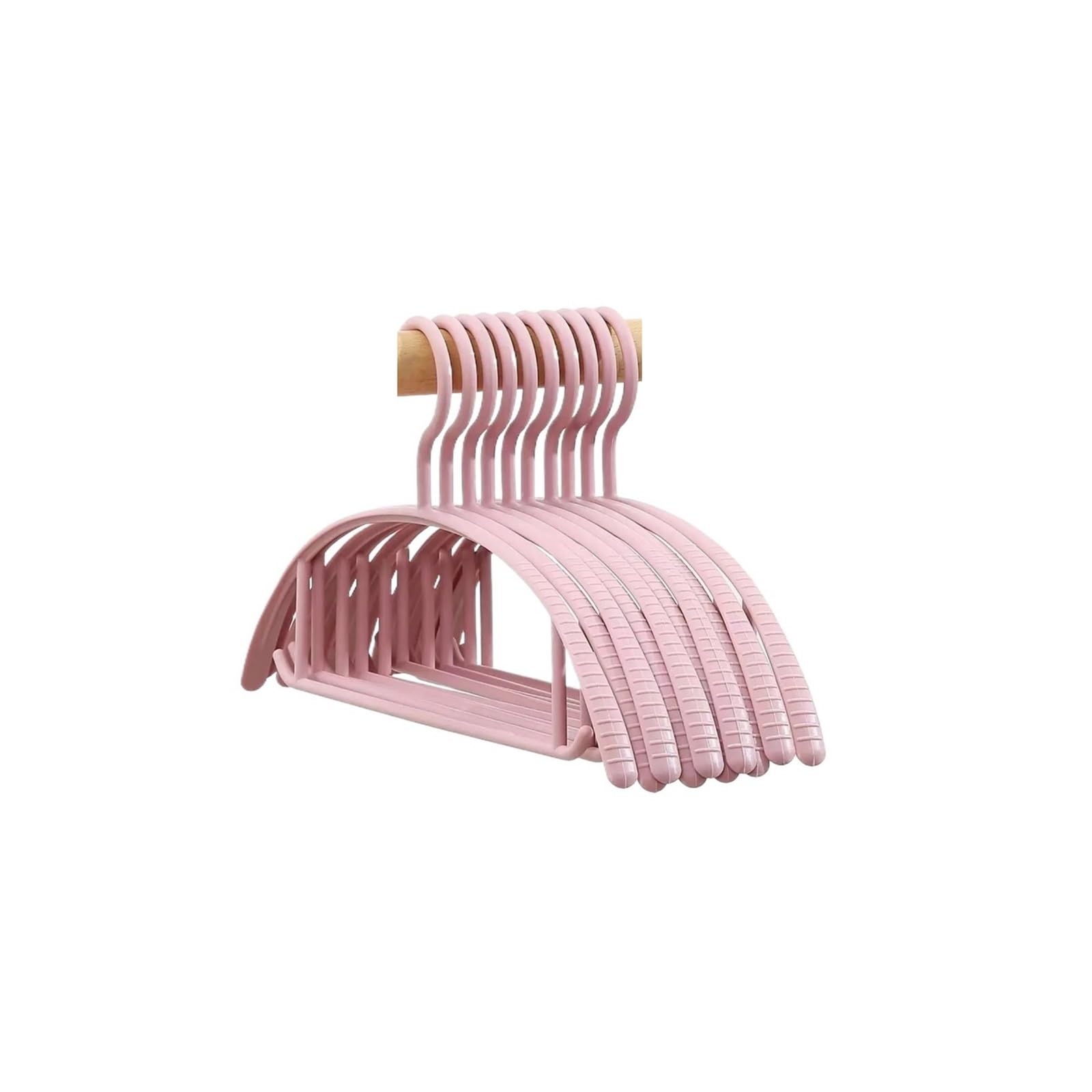 Clothes Hangers Plastic Non-slip Semicircle Coat Drying Racks(10Pcs pink)