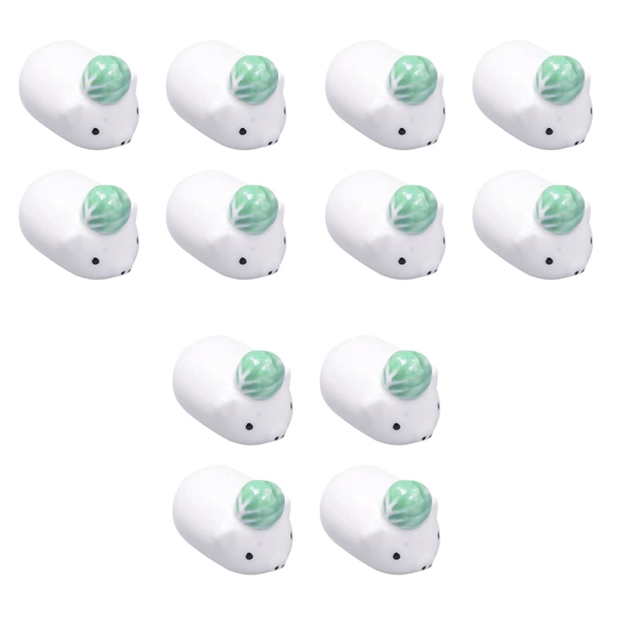 Générique Support de Baguettes, Support de 12 pièces, Forme de Style Japonais, Vert + Design, Baguettes, Radis, Fourchette, Cochon, cuillère, Support ménager, céramique, Blanc