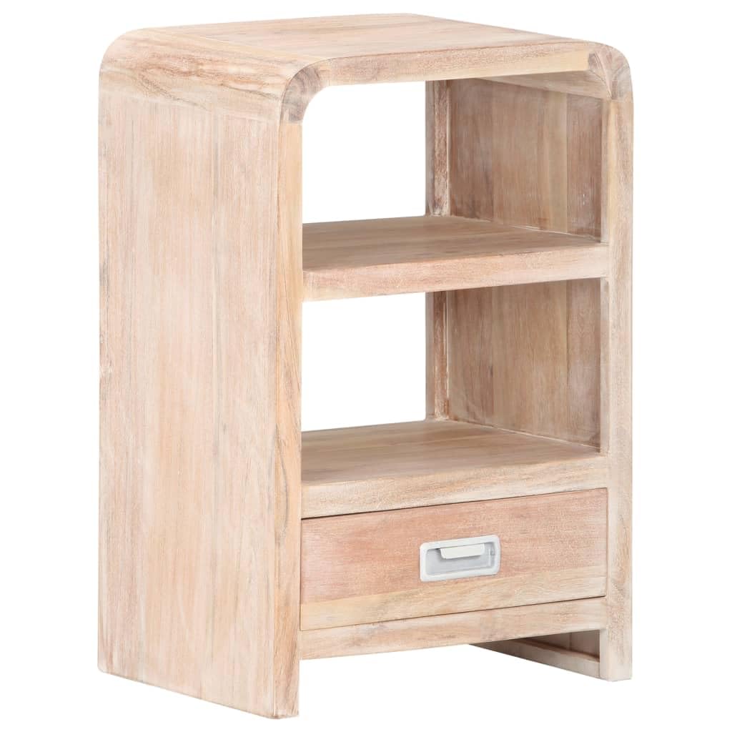 Comodino in legno massiccio di acacia, 40 x 30 x 60 cm, bianco