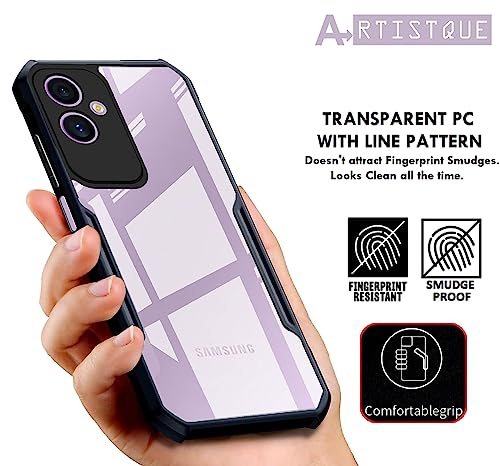 Image of A rtistque Clear Hard Transparent Acrylic Armor Anti-Drop Shockproof TPU Edge Back Cover Case for Samsung Galaxy F14 5G - Black