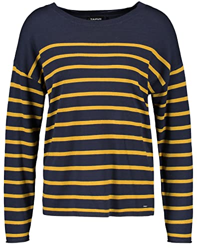 Preisvergleich Produktbild Taifun Damen Pullover mit Ringel-Dessin leger, Gerade Langarmpullover, Strickpullover, Strick, Pullover Pullover Feinstrick, Soft Langarm