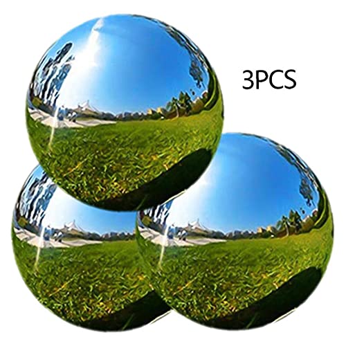 Stainless Steel Gazing Ball 13.8cm Mirror Polished Reflective Sphere Seamless Hollow Globe 3PCS - Image 7