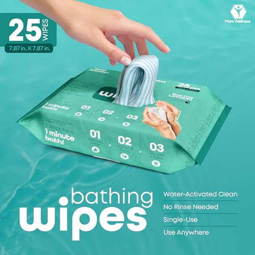 No Rinse Washing/Bathing Wipes - Just Add Water - Shower Cleansing Sponge/Wipes - Original Latherz - Soap Infused Dry Shower - Pack of 25 Cloths - By Latherz - Image 3