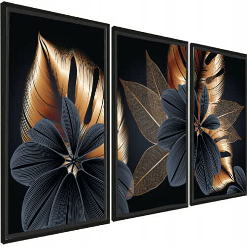 Charming House FRAMED Poster 11.7 x 16.5 Print Art Picture Botanical Gold Leaf Modern Living Room Home Decorative Painting SET OF 3 A3