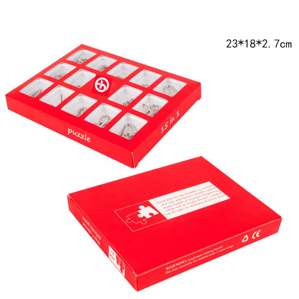 RoseFlower Metal Wire Puzzle Set di 15, Rompicapo in Metallo Torsione Puzzle 3D Gioco di Mente Classico Giocattoli Educativi IQ Test Puzzle Regalo per Adulti e Bambini Regali Bomboniere Premi