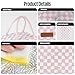 douyadady Lunch Bag Women/Men Lunch Box Women/Men (Pink+White Checkerboard)