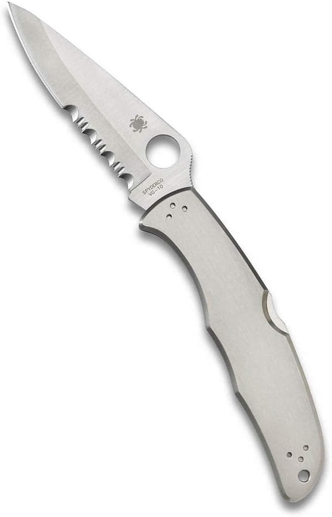 Spyderco Endura 4 Folding Pocket Knife with 3.8" VG-10 Steel Blade and Stainless Steel Handle - EDC Knife for Men and Women, Perfect for Hunting, Tactical, Camping, Survival - CombinationEdge - C10PS